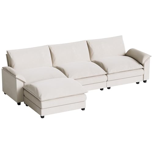 Homall 119" Modular Sectional Sofa with Reversible Ottoman, Light Grey V97154