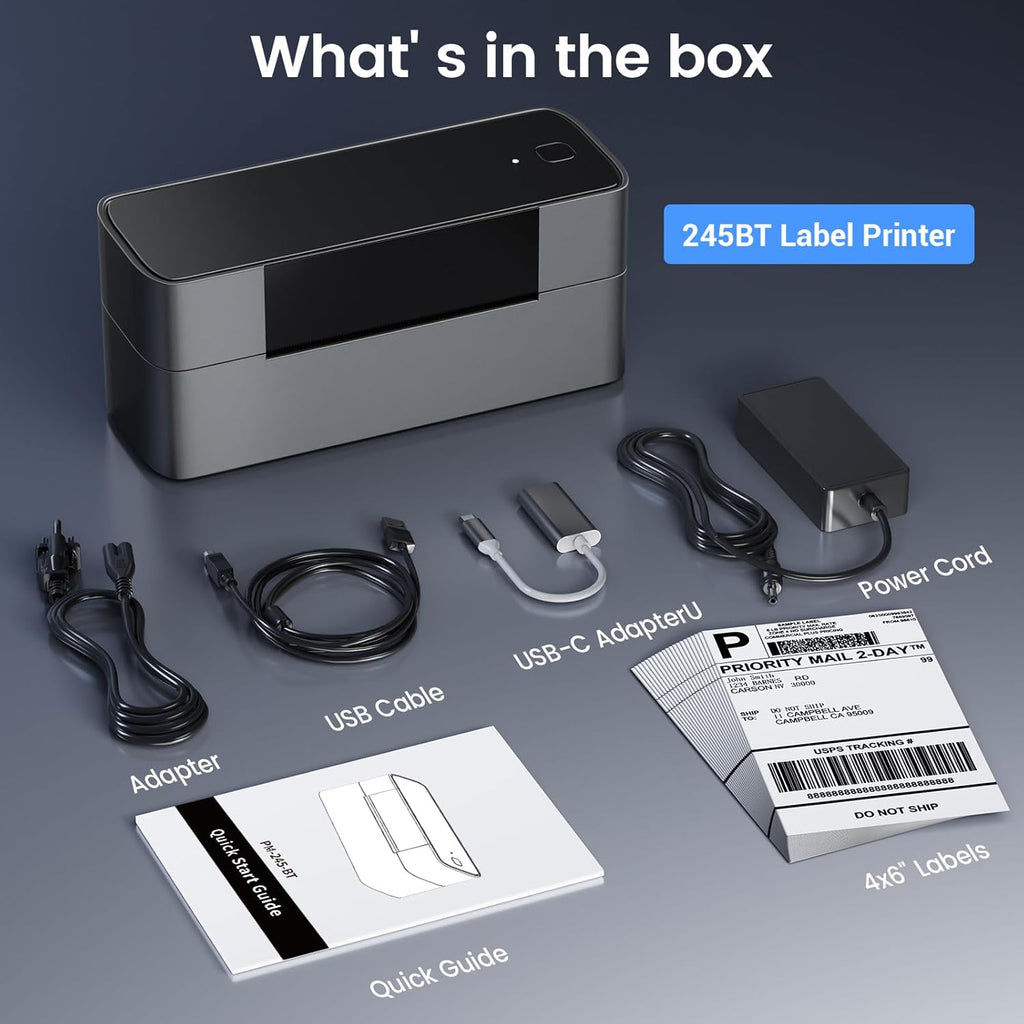 Phomemo 245-BT Bluetooth Thermal Label Printer for Shipping Packages M670