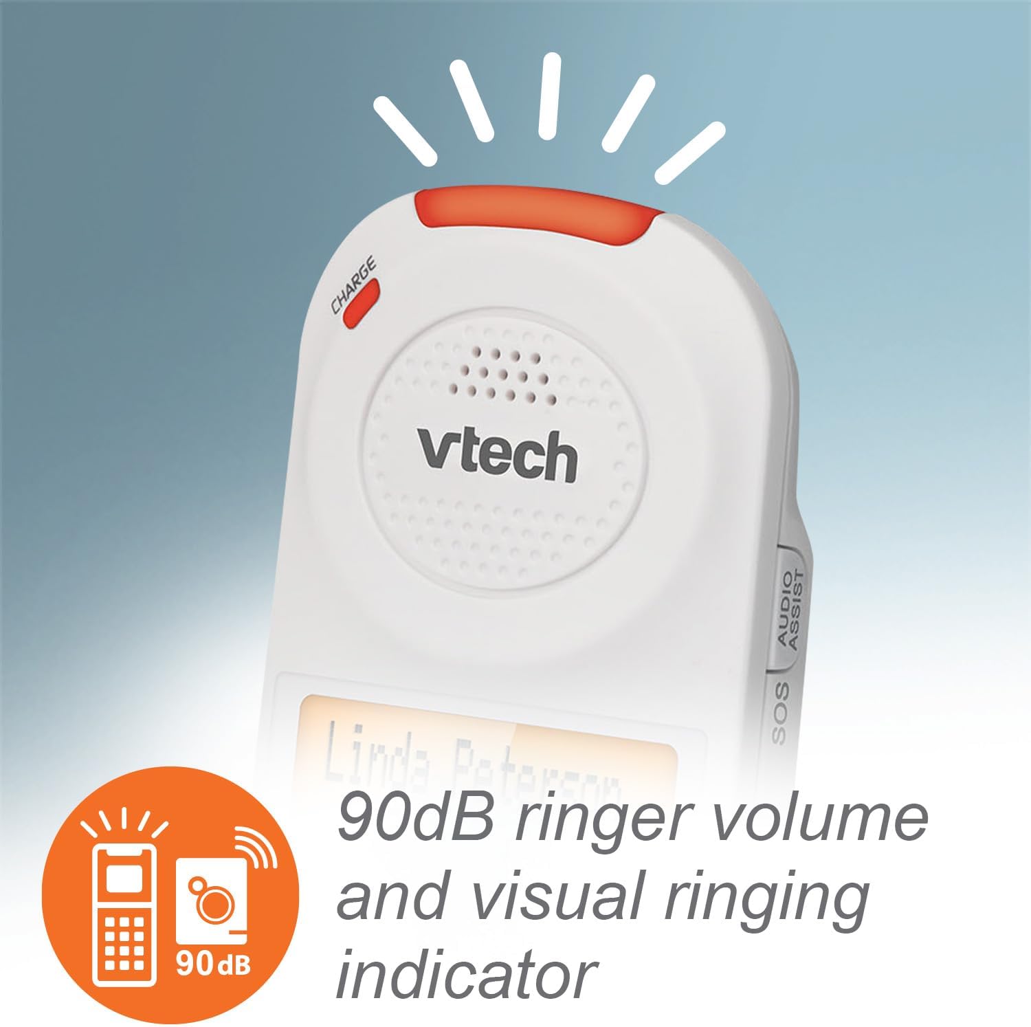 VTech SN5147 Amplified Corded/Cordless Senior Phone with Answering Machine, White S4256
