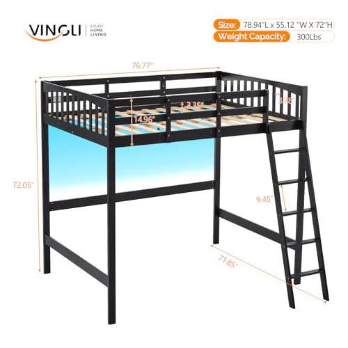 VINGLI Twin Loft Bed with L-Shaped Desk, 3 Storage Drawers, Solid Wood, White W24917
