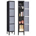 Letaya Metal Lockers 5 Doors 66" Tall Steel Storage Cabinet Gray G40479