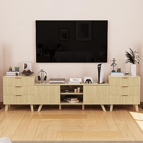 Fluted 5 Drawers Dresser for Bedroom, Wooden Tall Storage, Walnut L1075