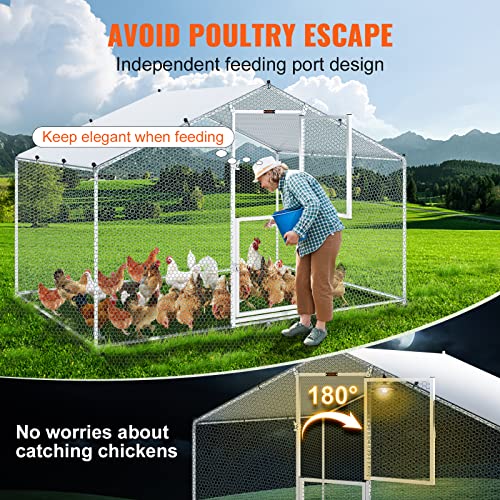 VEVOR Large Metal Chicken Coop with Run, Walk-in Outdoor Poultry Pen W388