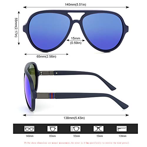 Aviator Sunglasses for Men Polarized Double Bridge UV Protection Brown J39372