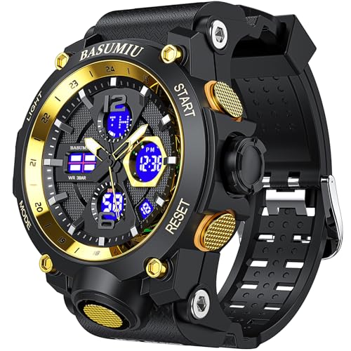 Mens Sports Wrist Watches Analog Digital Tactical Military Watch Waterproof Gold Watches for Men