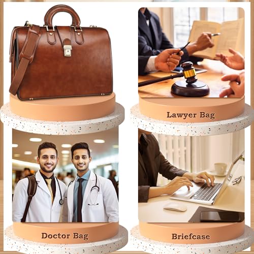 Banuce Vintage Leather Briefcase for Men with Lock 15.6 Inch Y690