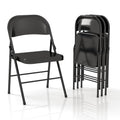 4 Pack Folding Chairs with Padded Cushion & Back, Padded Folding Chairs for Home, Office, Indoor, Outdoor Events (Black, 4 Pack)