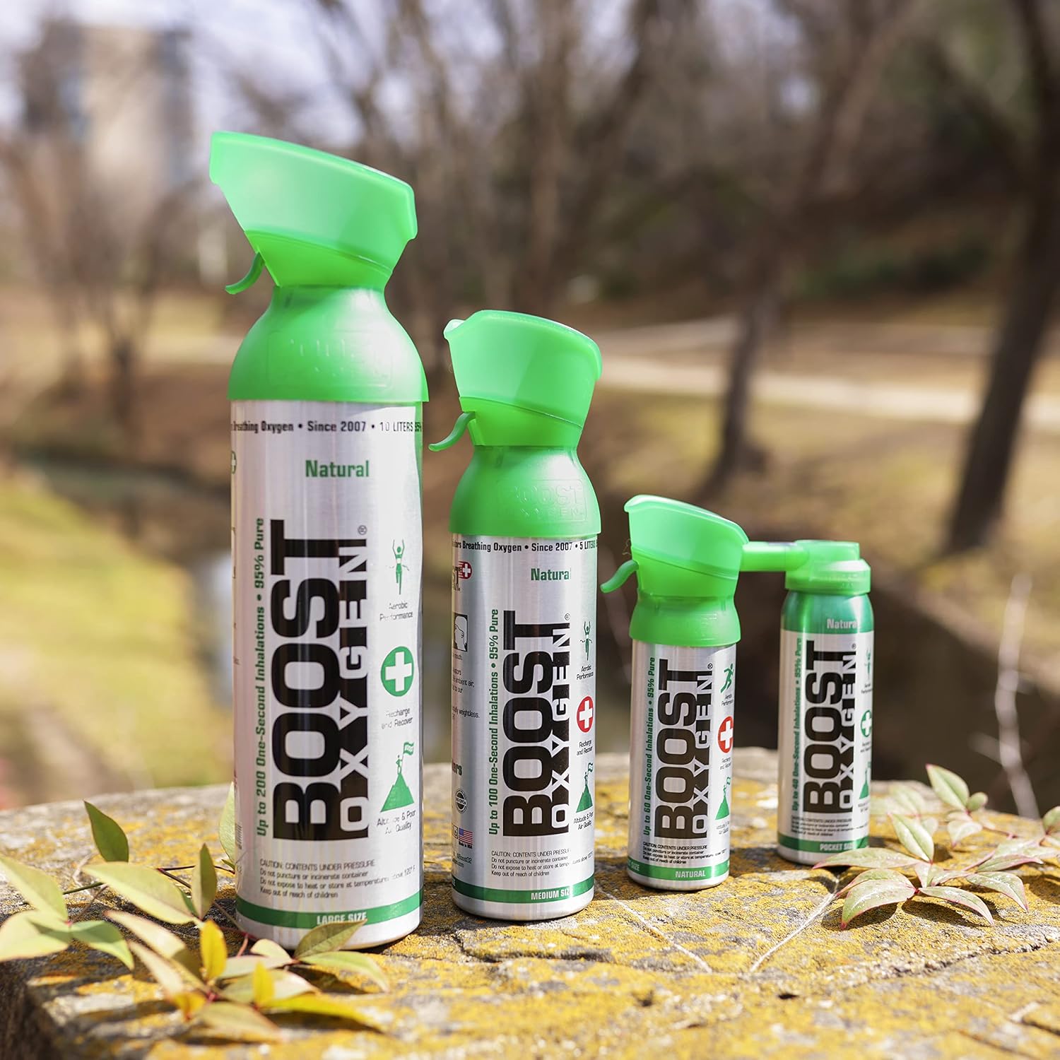 Boost Oxygen 5L Natural Canned Supplemental Oxygen Bottle with Mouthpiece, 9 Pack K36989