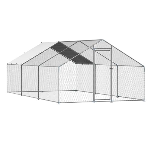 VEVOR Large Metal Chicken Coop with Run, Walk-in Outdoor Poultry Pen W388