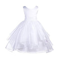 ekidsbridal Asymmetric Ruffled Organza Sequin Flower Girl Dress Toddler Girl Dresses