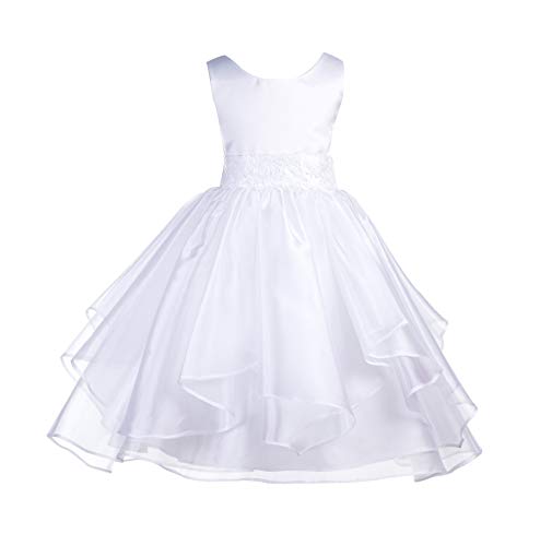 ekidsbridal Asymmetric Ruffled Organza Sequin Flower Girl Dress Toddler Girl Dresses