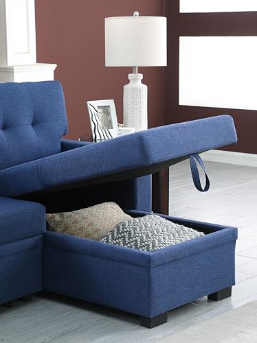 L-Shaped Pull Out Sleep Sofabed with Storage Chaise, Chenille Upholstered X30892
