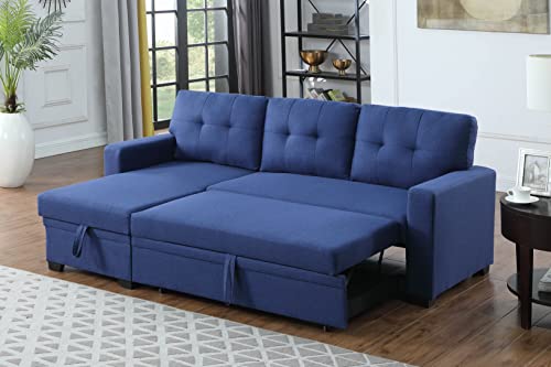 L-Shaped Pull Out Sleep Sofabed with Storage Chaise, Chenille Upholstered X30892
