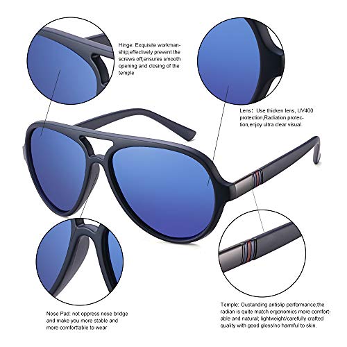 Aviator Sunglasses for Men Polarized Double Bridge UV Protection Brown J39372