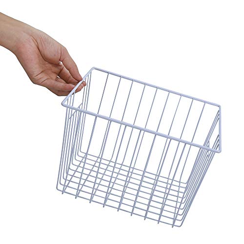 16" Upright Freezer Organizer Baskets, Wire Storage Bins, White, Set of 6 V556519