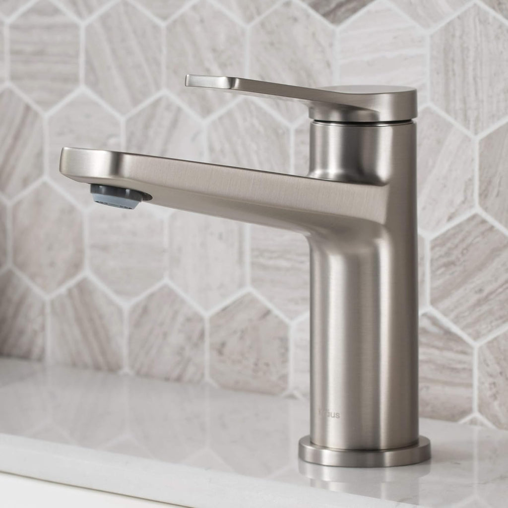 KRAUS Indy Single Handle Basin Bathroom Faucet, Spot Free Stainless Steel T51908