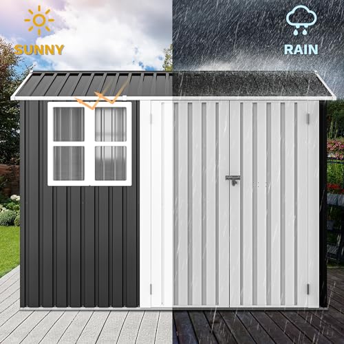 DWVO 6x4ft Metal Storage Shed for Outdoors, Dark Gray T6985