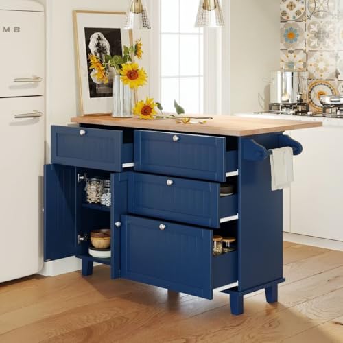 YOUKTCZY03 3-Piece Farmhouse Kitchen Island Set with 2 Chairs and Storage B70845