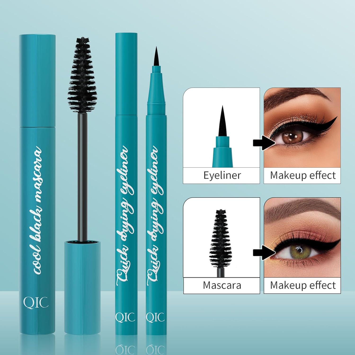Thrive Mascara Liquid Lash Extensions & Eyeliner Set, Black, Waterproof C602469