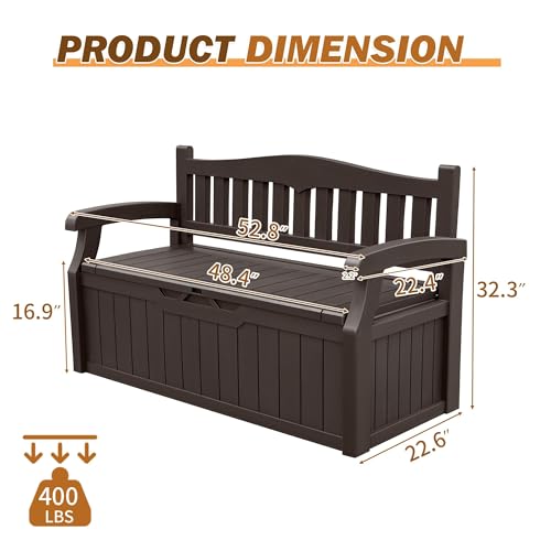 Devoko 80 Gallon Lockable Storage Bench Deck Box for Patio, Black Z966662