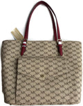 Michael Michael Kors Logo Jet Set Large Multi Function Pocket Front Leather Tote Bag Natural/Cherry