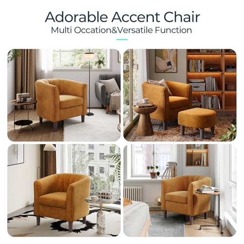LINSY Accent Chair with Ottoman, Velvet, Olive Green C653