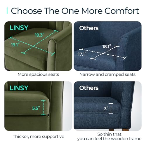 LINSY Accent Chair with Ottoman, Velvet, Olive Green C653