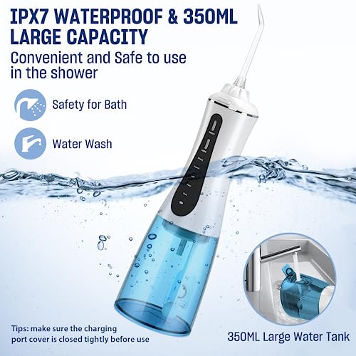 Cordless Water Dental Flosser Portable Rechargeable Oral Irrigator 350ML Tank IPX7 Waterproof M404568