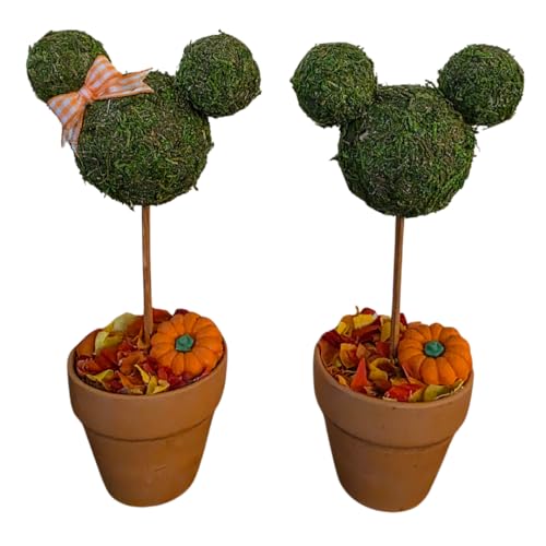 Minnie & Mickey Seasonal Topiary Set, 6 inch, Fall Decor N920