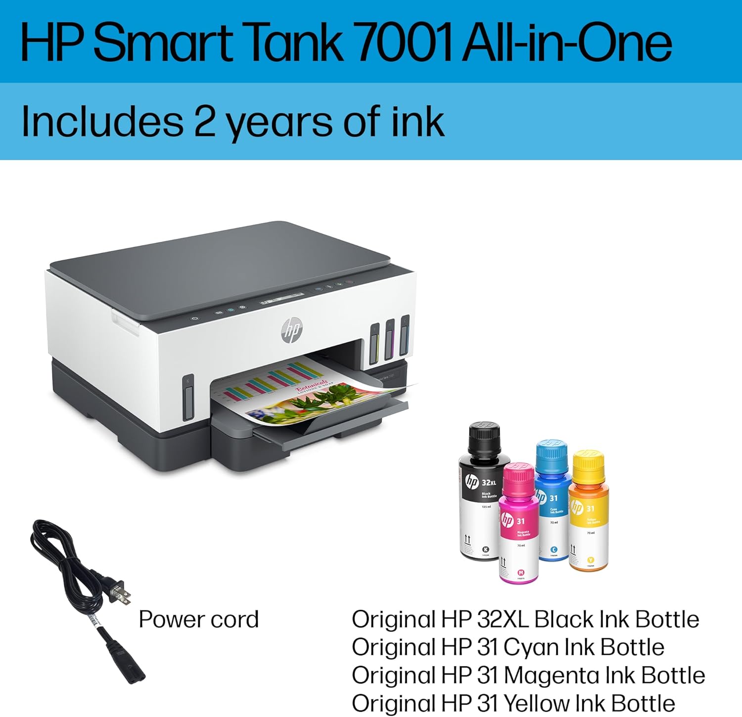 HP Smart Tank 7001 Wireless All-in-One Ink Tank Printer with Mobile Print, Scan, Copy A2098
