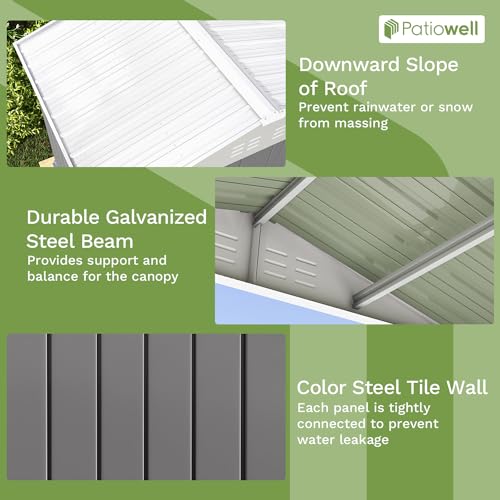 Patiowell 3 x 3 FT Outdoor Storage Shed with Sloping Roof, Grey F27529