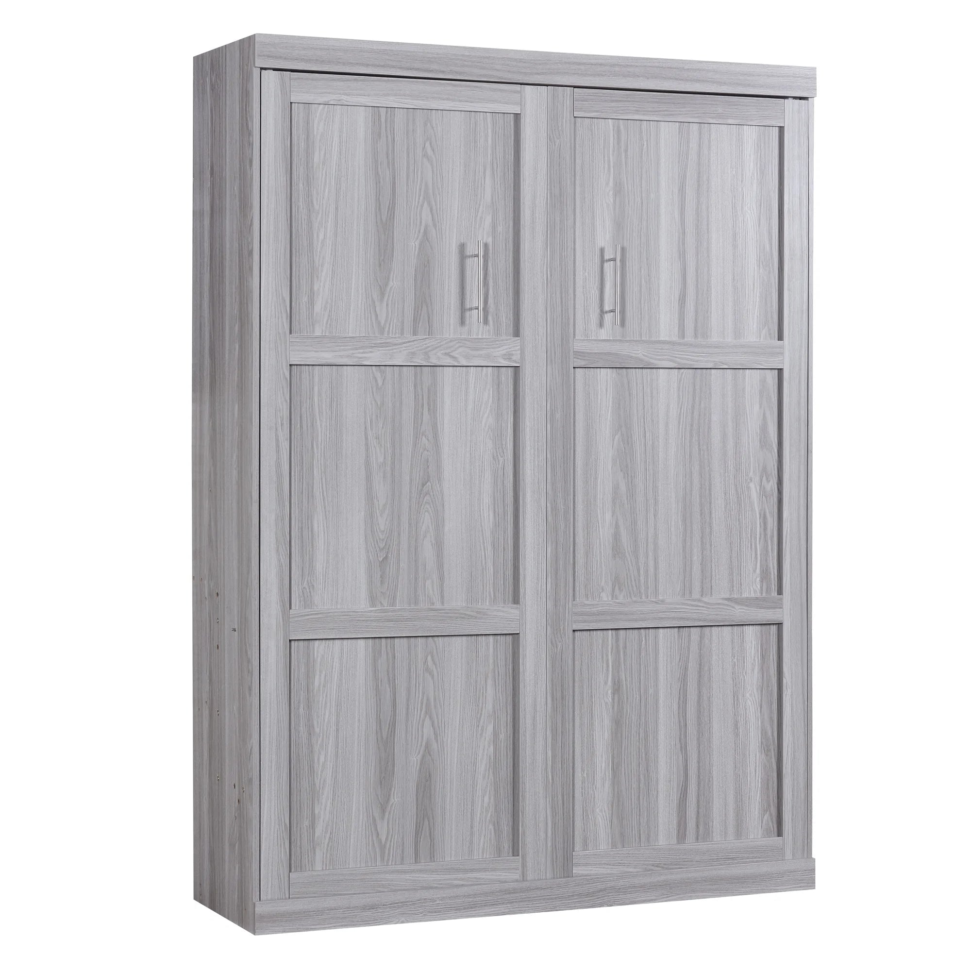 Euroco Pine Wood Full Size Murphy Bed Wall Cabinet Gray L132213