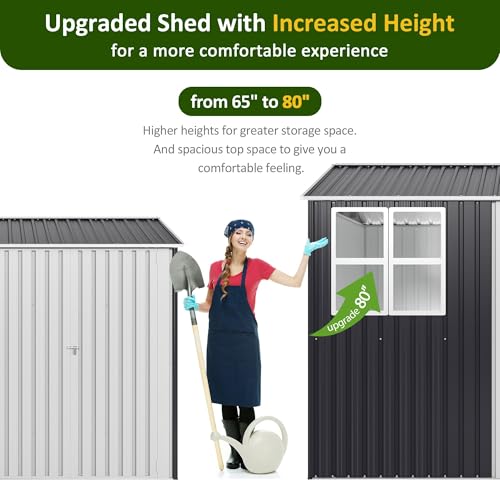 10x10 FT Outdoor Metal Storage Shed with Lockable Doors, Grey Q804763