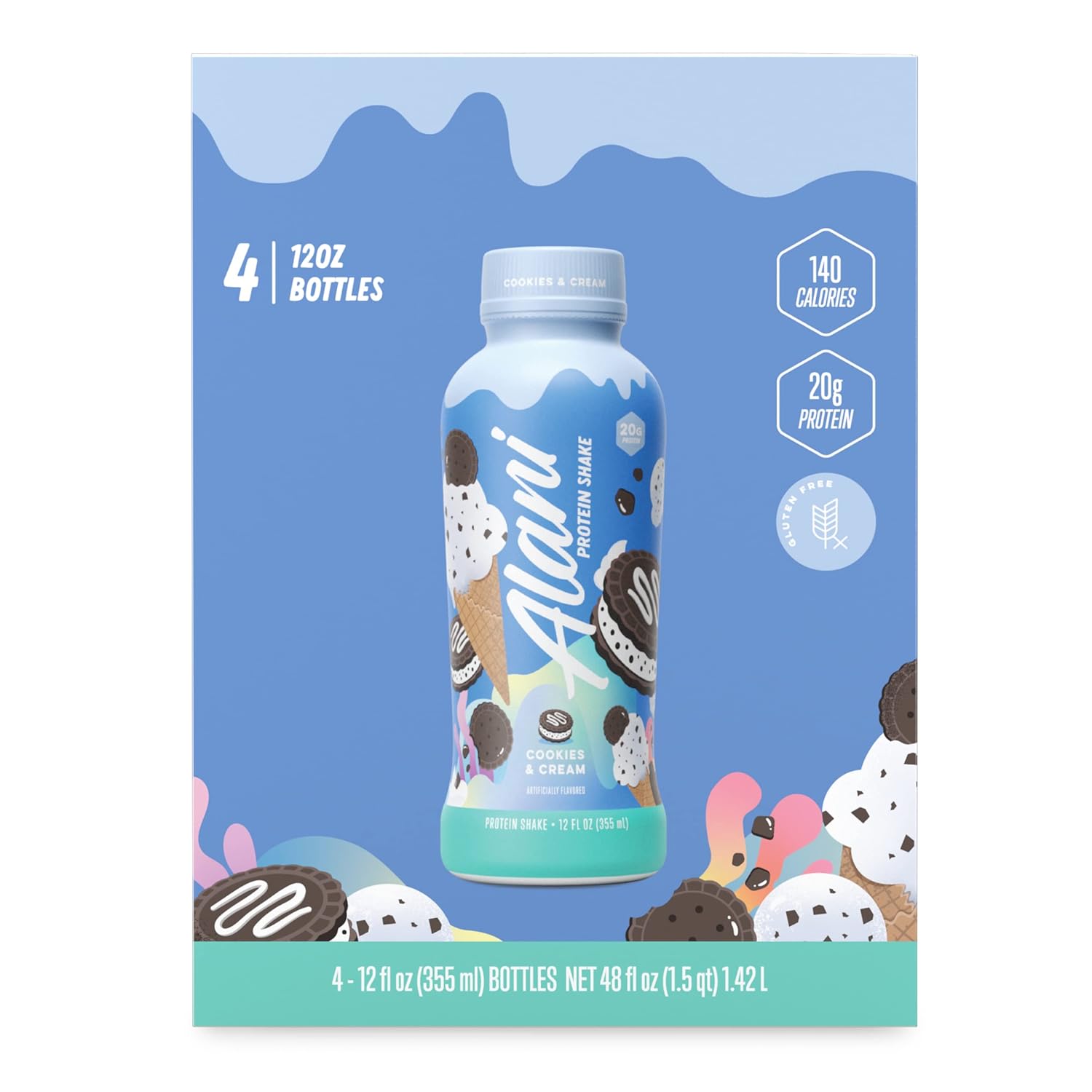 Alani Nu Protein Shake, Cookies & Cream, 20g Protein, 12 Fl Oz, 4 Pack S81097