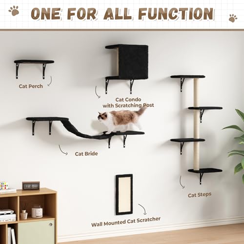 COZIWOW Wall Mounted Cat Shelves and Perches, Set of 5 (Grey) Y44261