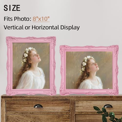 Vintage 8x10 Picture Frame with Glass Front, Antique Retro Photo Frame for Wall or Tabletop, Silver N745
