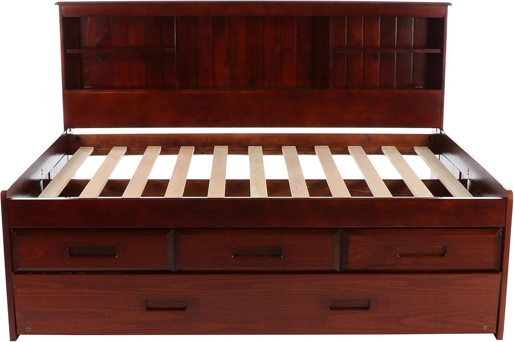 Discovery World Furniture Full Bookcase Daybed with 3 Drawers & Trundle Merlot G220