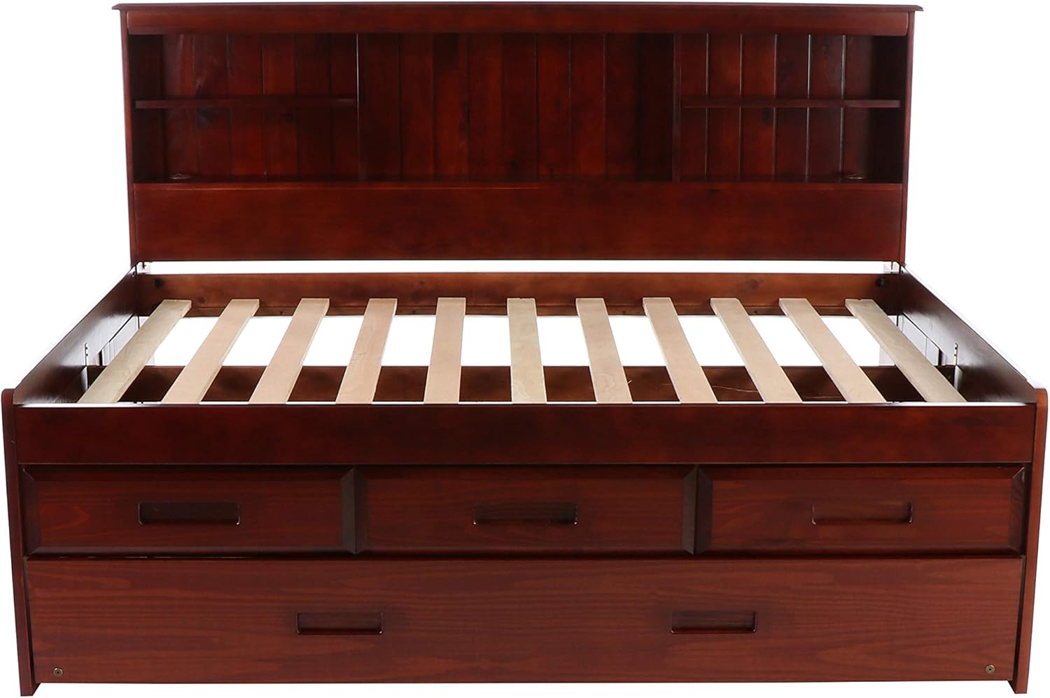 Discovery World Furniture Full Bookcase Daybed with 3 Drawers & Trundle Merlot G220