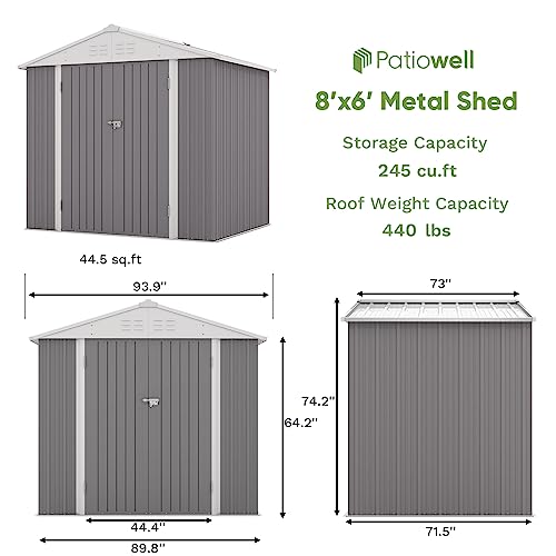 Patiowell 3 x 3 FT Outdoor Storage Shed with Sloping Roof, Grey F27529