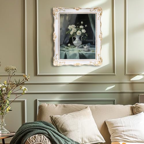 Vintage 8x10 Picture Frame with Glass Front, Antique Retro Photo Frame for Wall or Tabletop, Silver N745