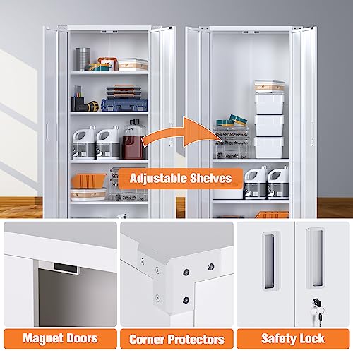 Aobabo 73''H Metal Garage Storage Cabinet with Wheels, Black S572804