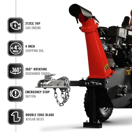 212CC 7HP Gas Wood Chipper Leaf Shredder Mulcher with Towbar Z8059