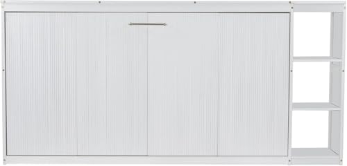 Full Murphy Bed with Storage Shelves, White Z979