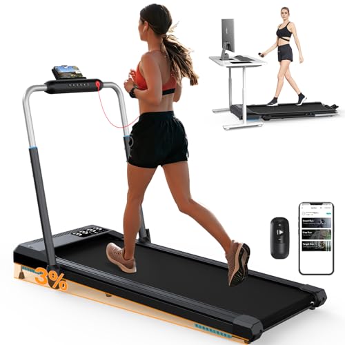 Walking Pad, Under Desk Treadmill with Incline, Portable Walking Pad Treadmill for Home and Office with APP & Remote Control and Smart Voice Control, 320+ lbs Capacity