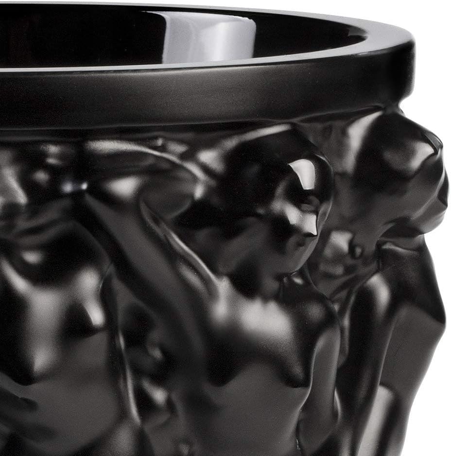 Lalique Crystal Black Bacchantes Vase Small V972