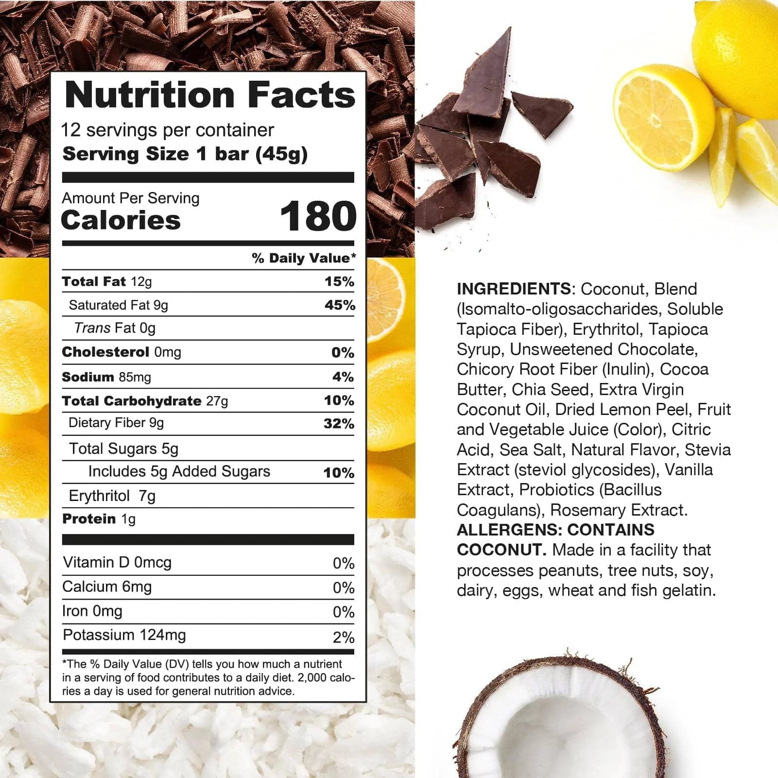 Dark Chocolate Lemon Coconut 12 Pack V931296