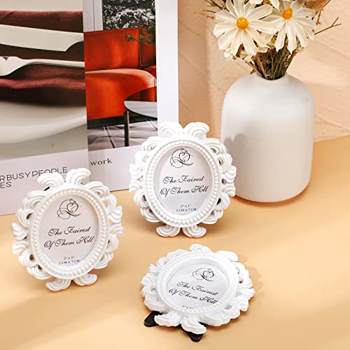 Vicenpal 20 Pieces Vintage Resin Picture Frames Antique Photo Frame Baroque Oval Mini Frame Table Top Display Black K3894