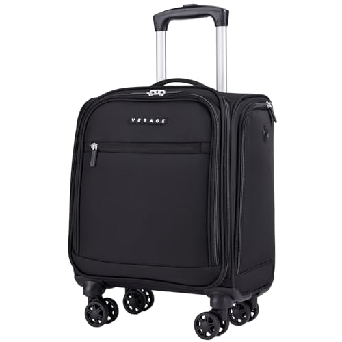 Verage Underseat Carry On Luggage with Wheels, 14.5 Inch Spinner Small Suitcase, Softside Lightweight Travel Bag for Men and Women, Airplane Carry On Bag, Black