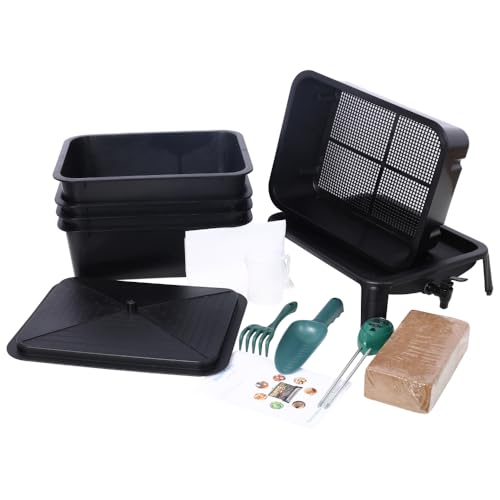 Worm Farm Kit, 4-Tray Worm Composter for Indoor & Outdoor Use L5930