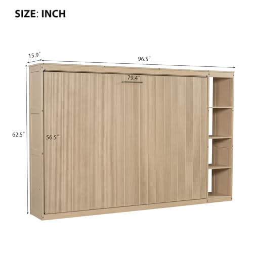 Full Murphy Bed with Storage Shelves, White Z979